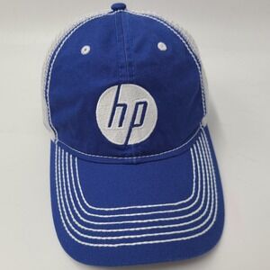 HP Hat Adjustable‎ Trucker Mesh Blue White Hewlett Packard Tech Logo Casual Men